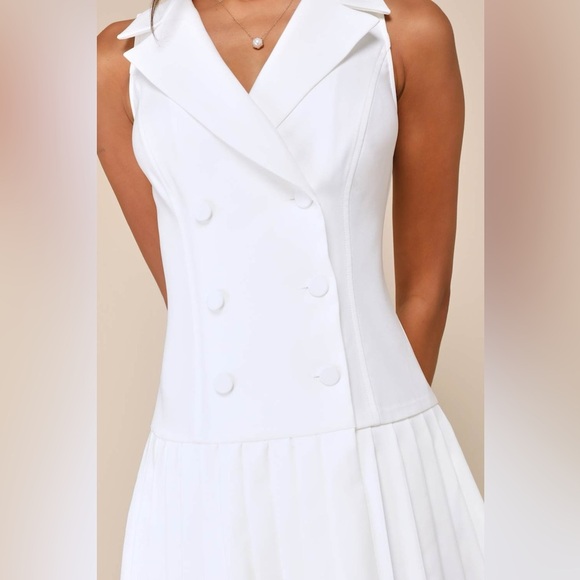 Lulus Posh Vision White Sleeveless Blazer Pleated Mini
Dress - Picture 2 of 5